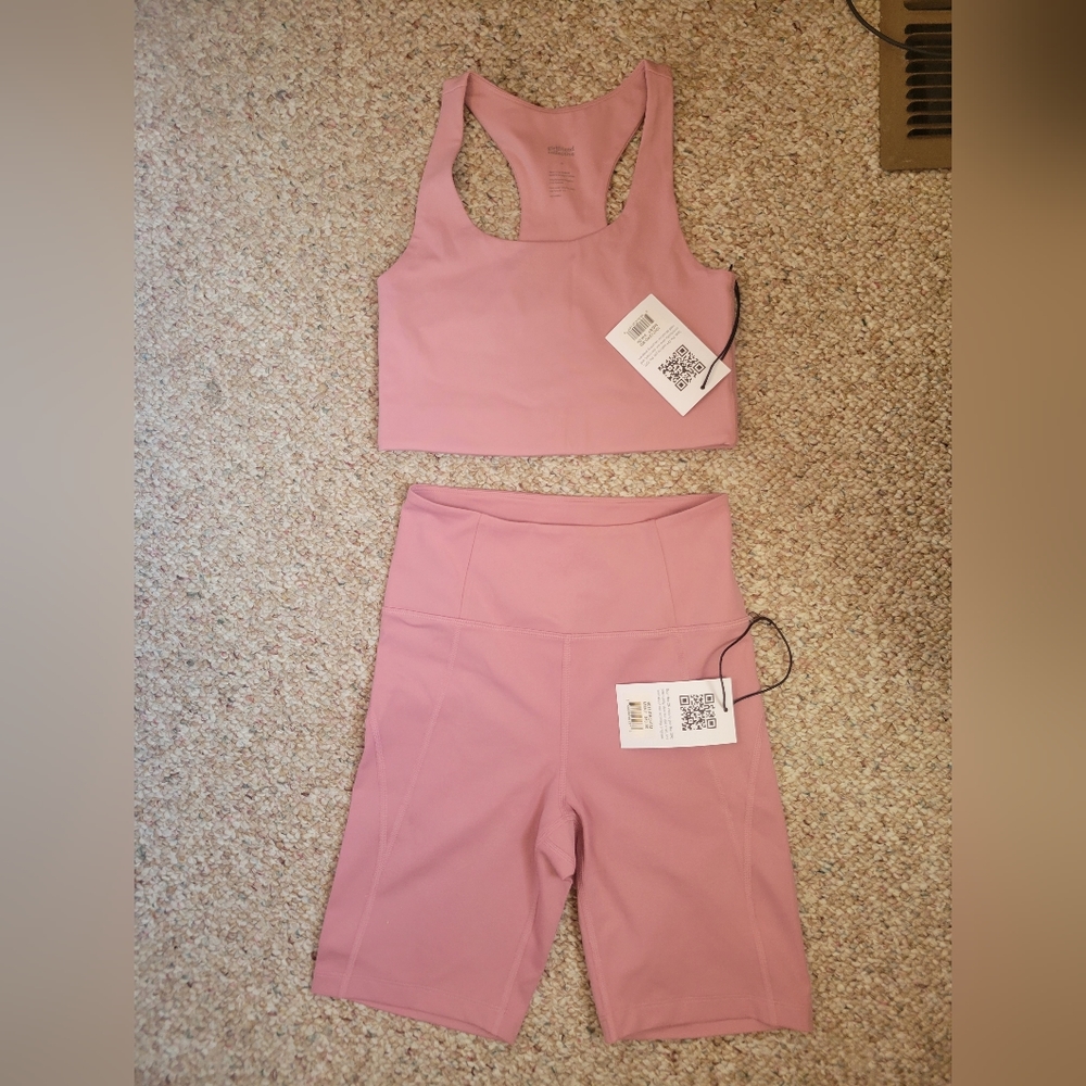 Girlfriend Collective Pink Sports Bra and Shorts Set